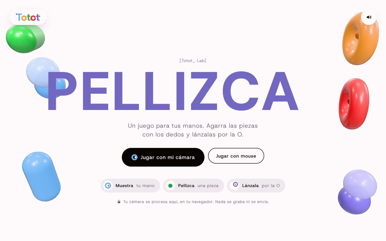 Pellizca: juego 3D que se controla con las manos frente a la cámara