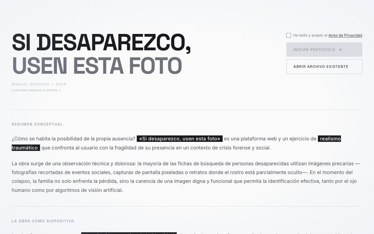 Si desaparezco, usen esta foto: repositorio preventivo de identidad