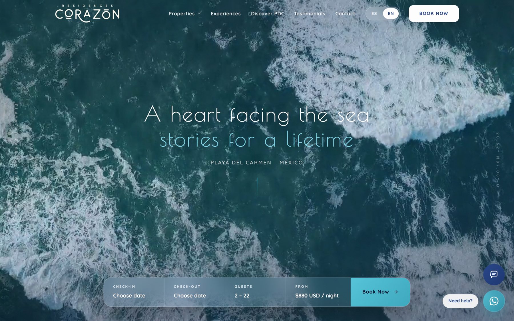 Portada en inglés: «A heart facing the sea, stories for a lifetime».