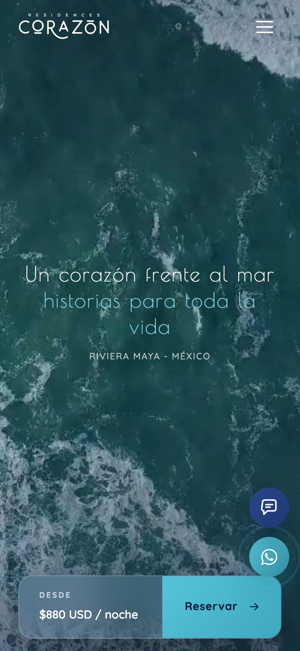 Portada del sitio en un teléfono.