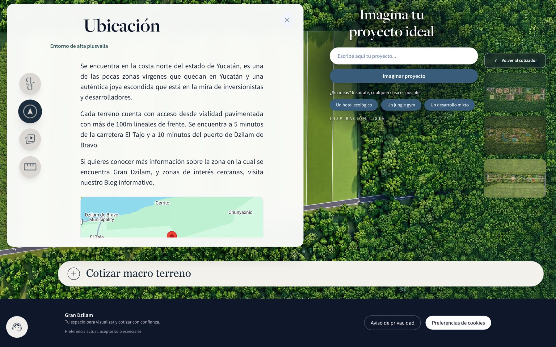 Panel de ubicación con mapa de la costa norte de Yucatán.