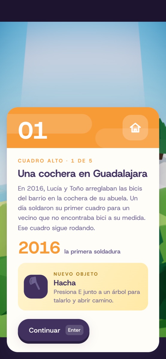 Tarjeta de la primera estación en el celular.